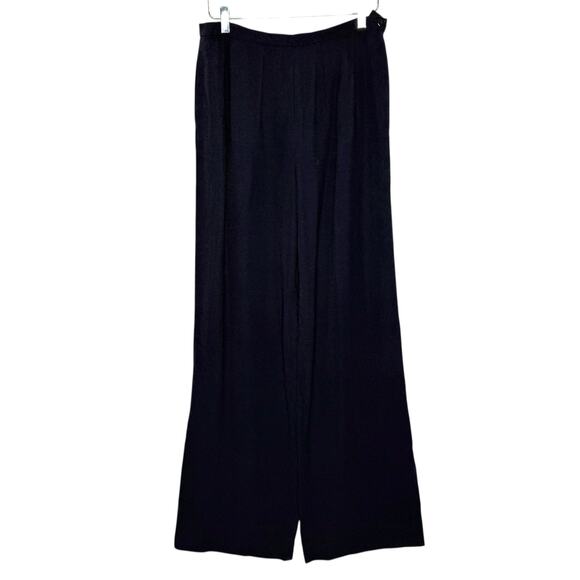Giorgio Armani M Vintage Wide Leg High Rise Trouser Pants Microdot Black Italy - Picture 1 of 11